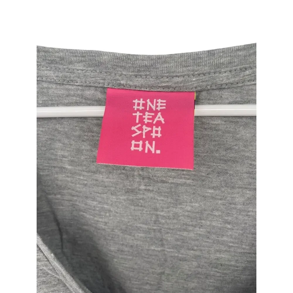 One Teaspoon Womens Grey Marl Scoop Neck Shirt Short Sleeve Size XL NWT $58